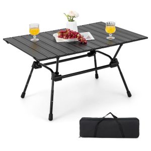 Folding Heavy-Duty Aluminum Camping Table with Carrying Bag Black |   Camping Furniture Camping Black