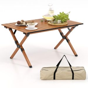 Folding Lightweight Aluminum Camping Table with Wood Grain  |   Camping Furniture Camping Camping Furniture