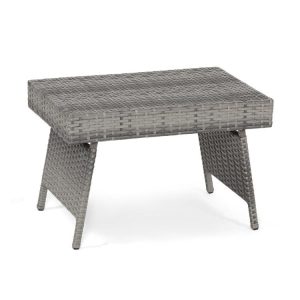 Folding PE Rattan Side Coffee Table Patio Garden Furniture Gray |   Patio Tables Outdoor & Patio Furniture Gray