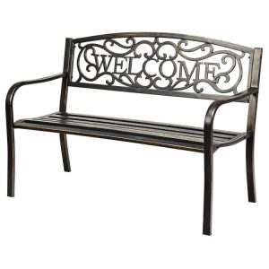 Garden Bench with Elegant Bronze Finish and Durable Metal Frame Bronze |   Outdoor Benches Outdoor & Patio Furniture Bronze