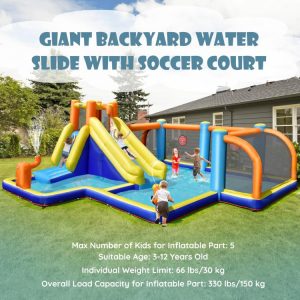 Giant Soccer-Themed Inflatable Water Slide with 735W Blower  |   Bounce House Bounce House Bounce House