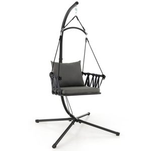 Hanging Swing Chair with Stand Gray |   Porch Swings Outdoor & Patio Furniture Gray