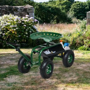 Heavy Duty Garden Cart with Tool Tray and 360 Swivel Seat Green |   Garden Tools Garden Garden Tools