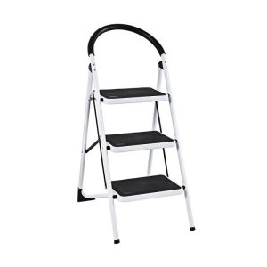 Heavy Duty Industrial Lightweight Folding Stool 3 Step Ladder Black, White |   Garden Tools Garden Black, White