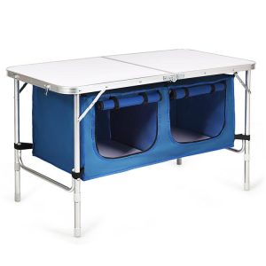 Height Adjustable Folding Camping  Table Blue |   Camping Furniture Camping Blue