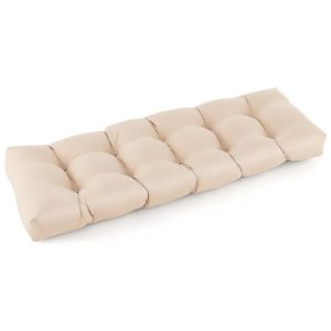 Indoor Outdoor Tufted Bench Cushion with Soft PP Cotton Beige |   Outdoor Furniture Accessories Outdoor & Patio Furniture Beige