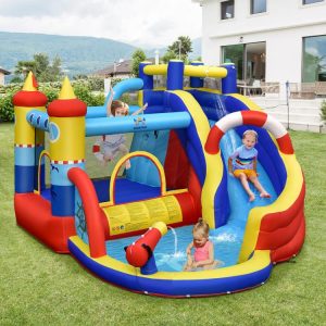 Inflatable Bounce Castle with Slide Climbing Wall and 450W Blower  |   Bounce House Bounce House Bounce House