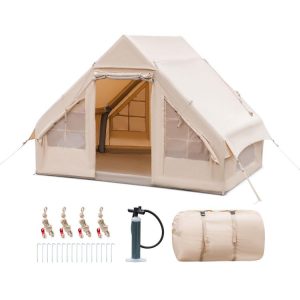 Inflatable Camping Tent 2/4/6 People Glamping Tent for Family Camping with Pump Beige |   Canopies Canopies Beige