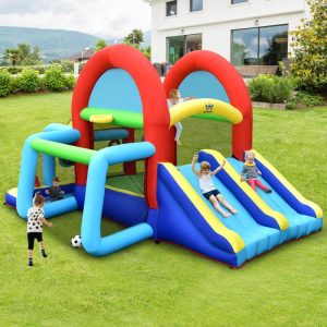 Inflatable Jumping Castle Bounce House with Dual Slides without Blower Blue, Green, Red, Yellow |   Bounce House Bounce House Blue, Green, Red, Yellow