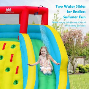 Inflatable Water Park Bounce House with Double Slide and Climbing Wall with 735W Blower  |   Bounce House Bounce House Bounce House