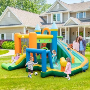 Inflatable Water Slide Blowup Bounce House with Dual Slides and Splash Pool (Without Blower)  |   Bounce House Bounce House Bounce House