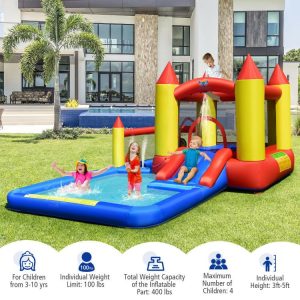 Inflatable Water Slide Castle Kids Bounce House with 480W Blower Multicolor |   Bounce House Bounce House Bounce House