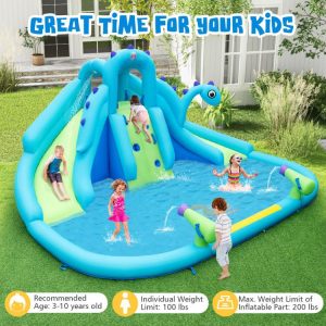 Inflatable Water Slide with Dual Slides and Large Splash Pool and Carry Bag (with 584W Blower)  |   Bounce House Bounce House Bounce House