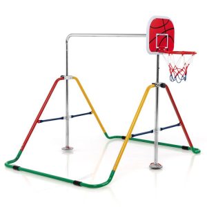 Kids Folding Horizontal Bar with 4 Adjustable Heights Multicolor |   Toy Sports Outdoor Play Multicolor