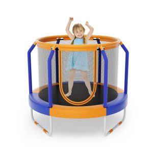 Mini Trampoline with Enclosure and Heavy-duty Metal Frame Orange |   Trampolines Outdoor Play Orange