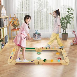 Montessori Balance Beam Set Wooden Balance Boards with Stepping Stones Multi-Color |   Toy Sports Outdoor Play Multi-Color