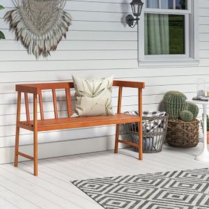 Outdoor Acacia Wood Bench with Backrest and Armrests  |   Outdoor Benches Outdoor & Patio Furniture Outdoor Benches