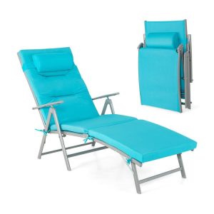 Outdoor Folding Chaise Lounge Chair Reclining Chair for Backyard Turquoise |   Outdoor Chaise Lounges Outdoor & Patio Furniture Outdoor Chaise Lounges