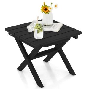 Outdoor Folding Side Table Foldable Weather-Resistant HDPE Adirondack Table Black |   Patio Tables Outdoor & Patio Furniture Black