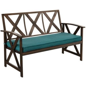 Outdoor Garden Bench with Detachable Sponge-Padded Cushion Brown |   Outdoor Benches Outdoor & Patio Furniture Brown