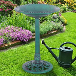 Outdoor Garden Green Pedestal Bird Bath Feeder Green |   Outdoor Decor Outdoor Green