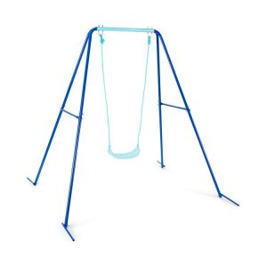 Outdoor Kids Swing Set with Heavy-Duty Metal A-Frame and Ground Stakes Blue |   Swing & Playsets Outdoor Play Blue