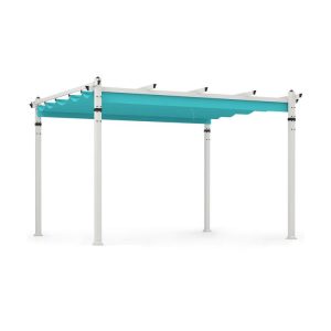 Outdoor Pergola with Retractable Canopy and Aluminum Frame Turquoise |   Gazebos Gazebos Gazebos