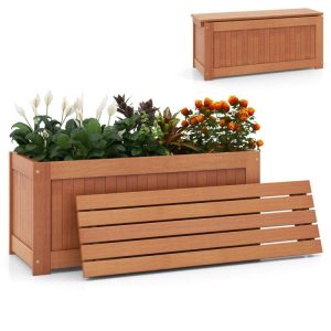 Outdoor Plant Container with Seat for Garden Yard Balcony Deck  |   Raised Garden Beds Garden Raised Garden Beds