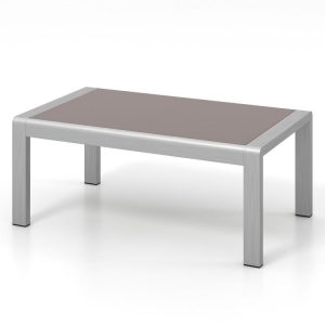 Outdoor Rectangle Coffee Table with Tempered Glass Tabletop for Backyard Poolside Gray |   Patio Tables Outdoor & Patio Furniture Gray