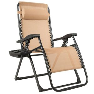 Oversize Lounge Chair with Cup Holder of Heavy Duty for outdoor Beige |   Beach & Lawn Chairs Beach & Lawn Chairs Beach & Lawn Chairs