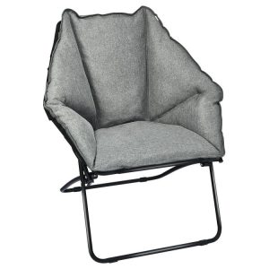 Oversized Foldable Leisure Camping Chair with Sturdy Iron Frame Gray |   Camping Furniture Camping Camping Furniture