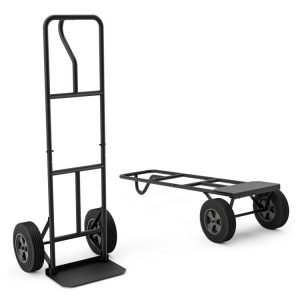 P-Handle Hand Truck with Foldable Load Plate for Warehouse Garage Dark Gray |   Garages Garages Dark Gray