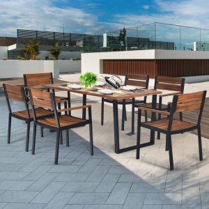 Patented 7 Pieces Patented Outdoor Patio Dining Table Set with Hole  |   Patio Dining Sets Outdoor & Patio Furniture Patio Dining Sets