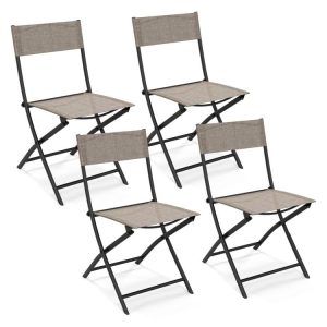 Patio Folding Chairs Set of 4 Lightweight Camping Chairs with Breathable Seat Brown |   Patio Dining Chairs Outdoor & Patio Furniture Brown