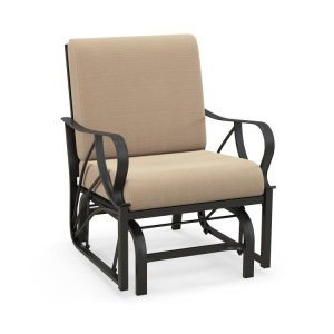 Patio Glider Rocking Chair with Thick Cushion and Curved Armrest Tan |   Patio Rocking Chairs & Gliders Outdoor & Patio Furniture Patio Rocking Chairs & Gliders