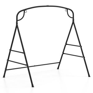 Patio Metal Swing Stand with Double Side Bars and 2-Ring Design Black |   Porch Swings Outdoor & Patio Furniture Black