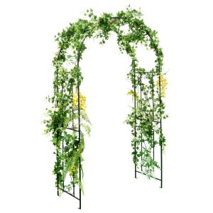 Patio Plant Stand Rack Archway Garden Arch Arbor Trellis Black |   Outdoor Decor Outdoor Black