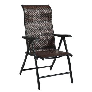 Patio Rattan Folding Chair with Armrest  |   Patio Dining Chairs Outdoor & Patio Furniture Patio Dining Chairs