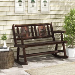 Patio Rocking Bench Double Rocker Chair with Ergonomic Seat 2-Person Loveseat  |   Patio Rocking Chairs & Gliders Outdoor & Patio Furniture Patio Rocking Chairs & Gliders