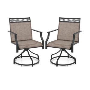 Patio Swivel Dining Chairs Set of 2 with Heavy-duty Metal Frame and Armrests Brown |   Patio Dining Chairs Outdoor & Patio Furniture Brown