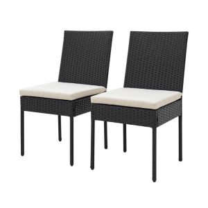 PE Wicker Patio Chairs Set of 2/4 with Cushions for Porch Deck Garden and Backyard  |   Patio Bar Furniture Outdoor & Patio Furniture Patio Bar Furniture