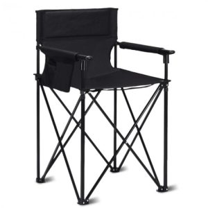 Portable 38 Inch Oversized High Camping Fishing Folding Chair  Black |   Camping Furniture Camping Black