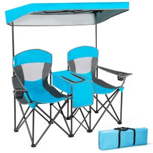 Portable Folding Camping Canopy Chairs with Cup Holder Blue |   Camping Furniture Camping Blue