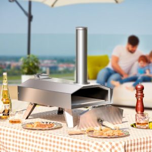 Portable Stainless Steel Outdoor Pizza Oven with 12 Inch Pizza Stone Silver |   Outdoor Grills Outdoor Outdoor Grills