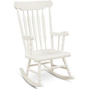 Rocking Chair with Solid Wooden Frame for Garden and Patio White |   Patio Rocking Chairs & Gliders Outdoor & Patio Furniture Patio Rocking Chairs & Gliders