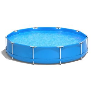 Round Above Ground Swimming Pool With Pool Cover Blue |   Swimming Pools Outdoor Blue