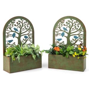 Set of 2 Decorative Raised Garden Bed for Climbing Plants Rust |   Raised Garden Beds Garden Raised Garden Beds