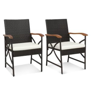 Set of 2/4 Patio Wicker Chairs with Soft Zippered Cushion  |   Patio Dining Chairs Outdoor & Patio Furniture Patio Dining Chairs