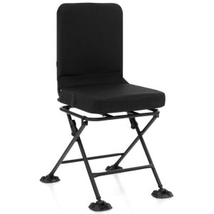 Swivel Folding Chair with Backrest and Padded Cushion Black |   Camping Furniture Camping Black