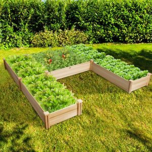 U-Shaped Wooden Garden Raised Bed for Backyard and Patio Natural |   Raised Garden Beds Garden Natural